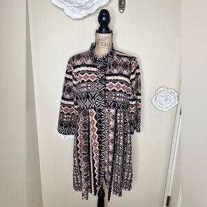 Uncle Frank Textured Printed 3/4 LengthSleeves Jacket Sz Medium